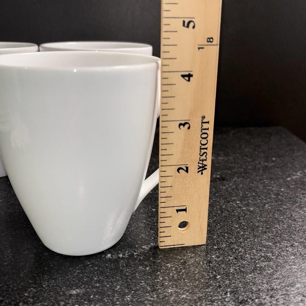 West Elm White Coffee Mugs Cups Set Of 3 Tea 4.25